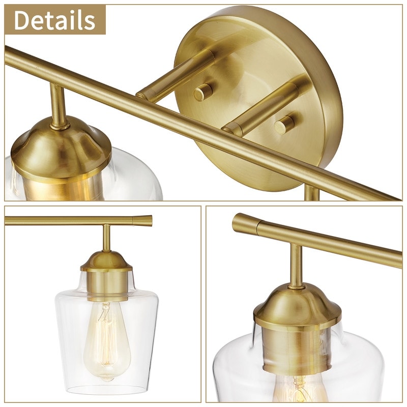 Applique de salle de bain KAWOTI à 4 lampes en métal à intensité variable avec abat-jour en verre