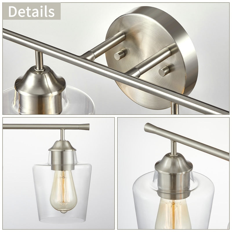 Applique de salle de bain KAWOTI à 4 lampes en métal à intensité variable avec abat-jour en verre