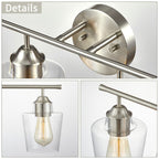 Applique de salle de bain KAWOTI à 4 lampes en métal à intensité variable avec abat-jour en verre