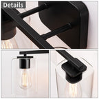 Applique de salle de bain moderne KAWOTI 29 pouces à 4 lumières avec abat-jour en verre transparent