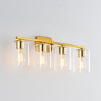 Applique de salle de bain moderne KAWOTI 29 pouces à 4 lumières avec abat-jour en verre transparent