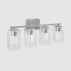Applique de salle de bain moderne KAWOTI 29 pouces à 4 lumières avec abat-jour en verre transparent