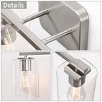 Applique de salle de bain moderne KAWOTI 29 pouces à 4 lumières avec abat-jour en verre transparent