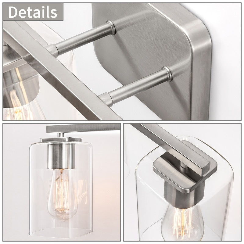 Applique de salle de bain moderne KAWOTI 29 pouces à 4 lumières avec abat-jour en verre transparent