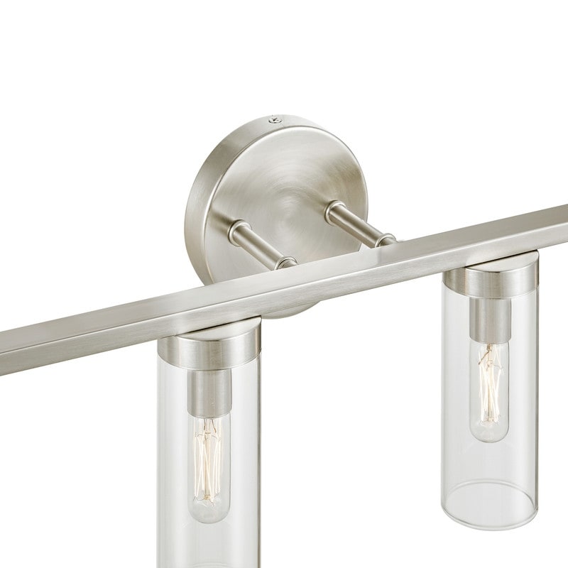 Applique de salle de bain moderne à 4 lumières KAWOTI à intensité variable avec verre transparent