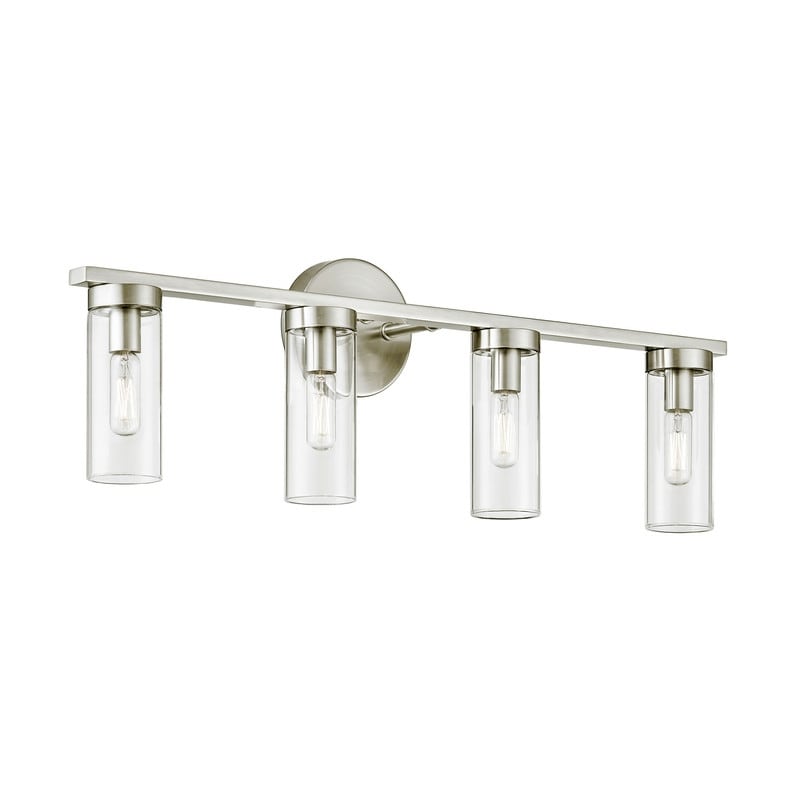 Applique de salle de bain moderne à 4 lumières KAWOTI à intensité variable avec verre transparent