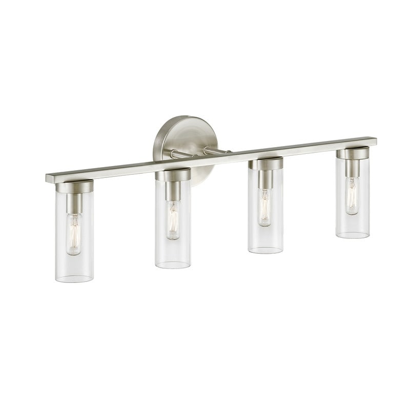 Applique de salle de bain moderne à 4 lumières KAWOTI à intensité variable avec verre transparent