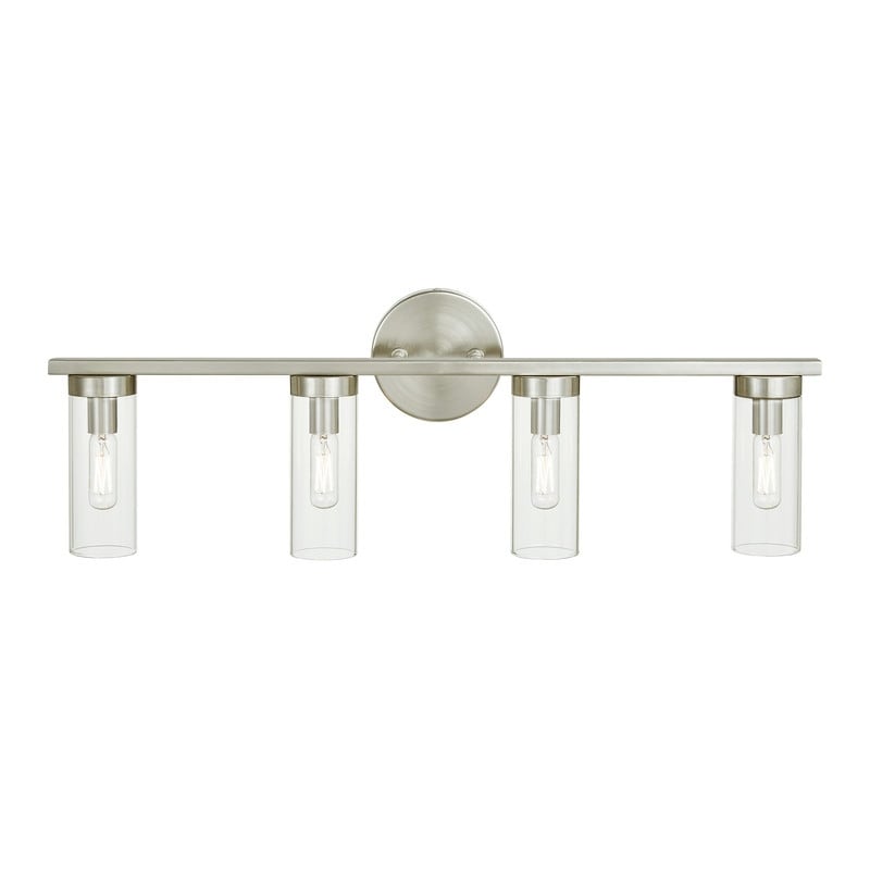 Applique de salle de bain moderne à 4 lumières KAWOTI à intensité variable avec verre transparent