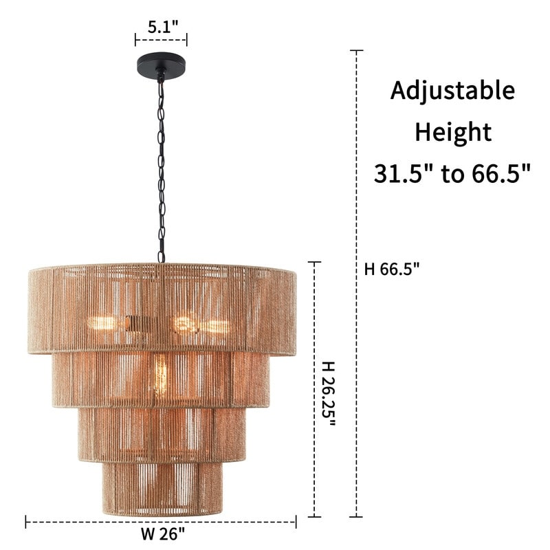 Suspension bohème KAWOTI largeur 26, 5 lumières et 4 niveaux