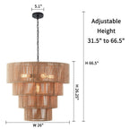 Suspension bohème KAWOTI largeur 26, 5 lumières et 4 niveaux