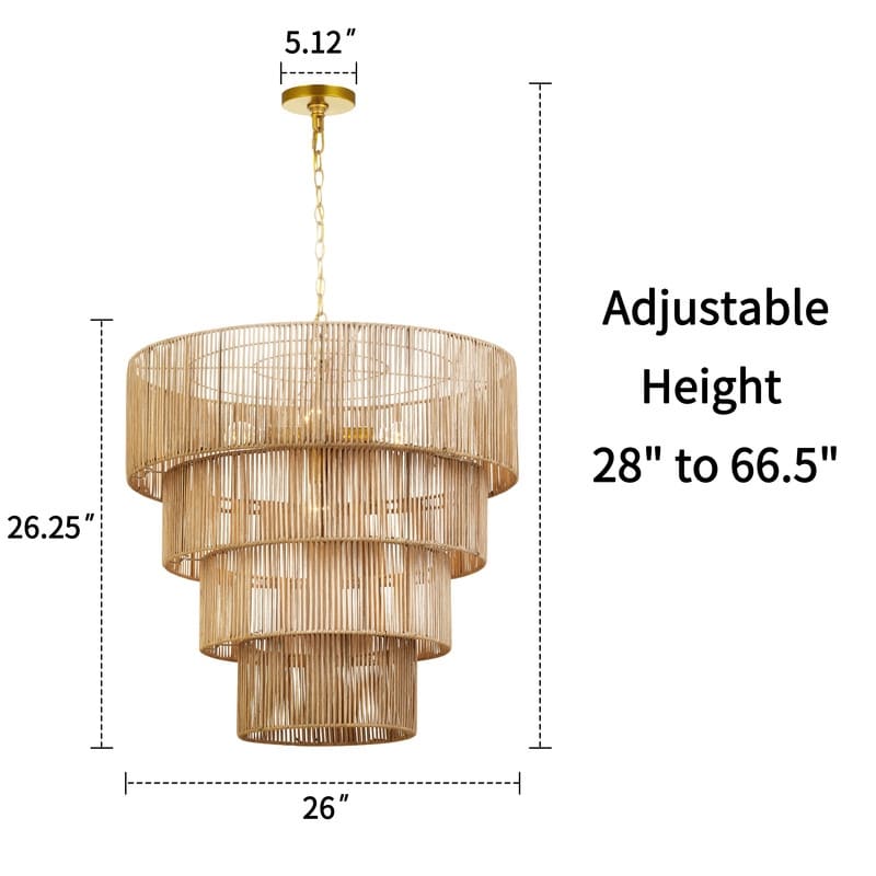 Suspension bohème KAWOTI largeur 26, 5 lumières et 4 niveaux