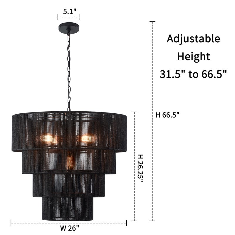 Suspension bohème KAWOTI largeur 26, 5 lumières et 4 niveaux