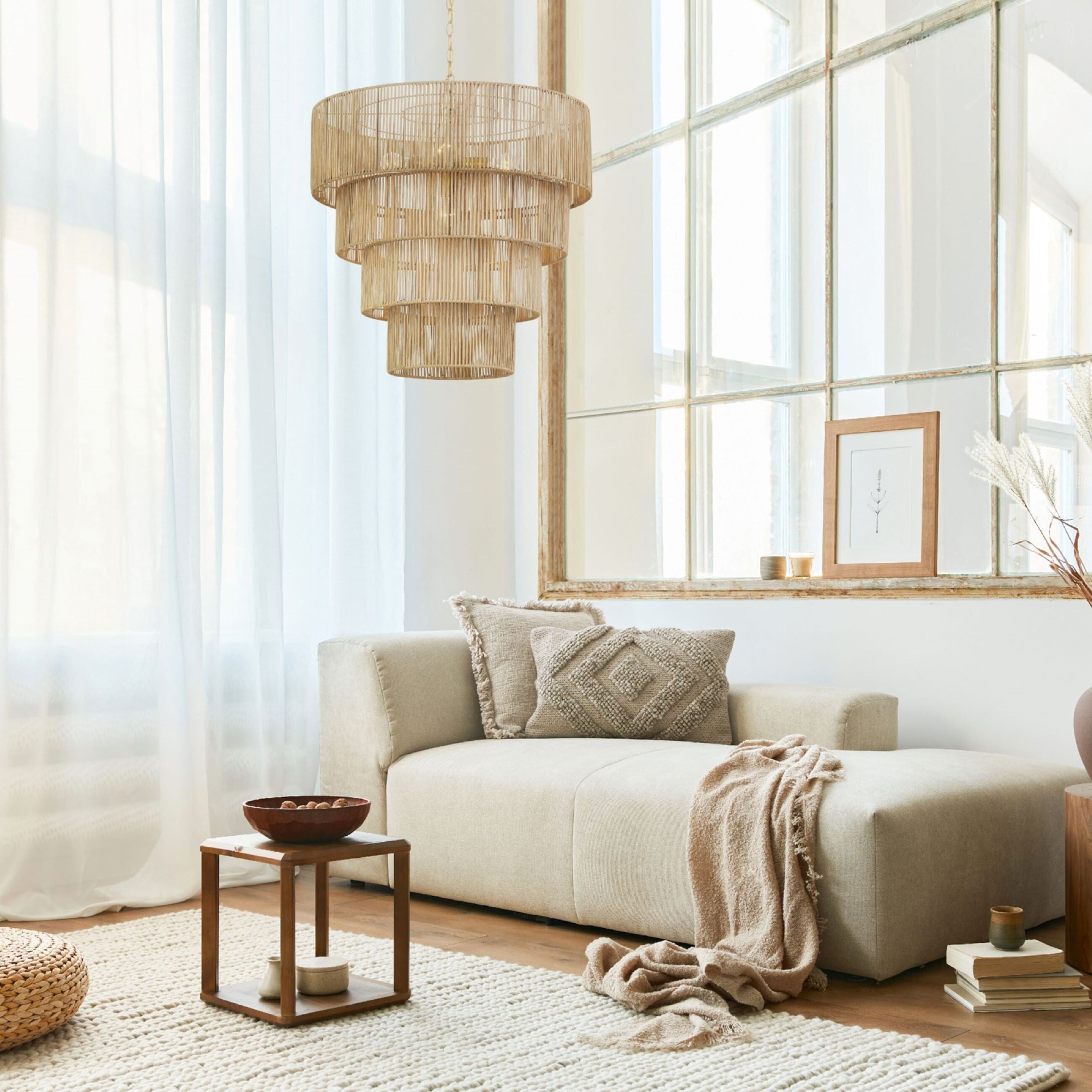 Suspension bohème KAWOTI largeur 26, 5 lumières et 4 niveaux
