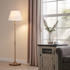 Lampadaire KAWOTI 60,5'' à 2 lumières avec abat-jour en tissu Empire