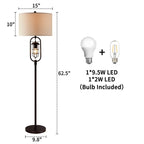 Lampadaire standard KAWOTI en bronze de 62,5 pouces avec veilleuse