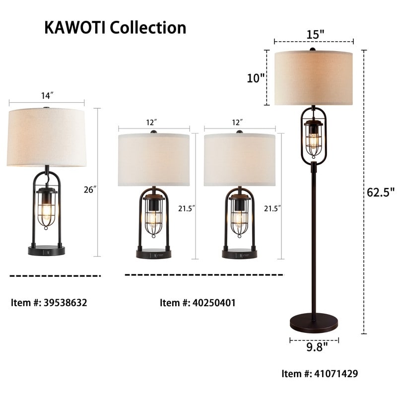 Lampadaire standard KAWOTI en bronze de 62,5 pouces avec veilleuse