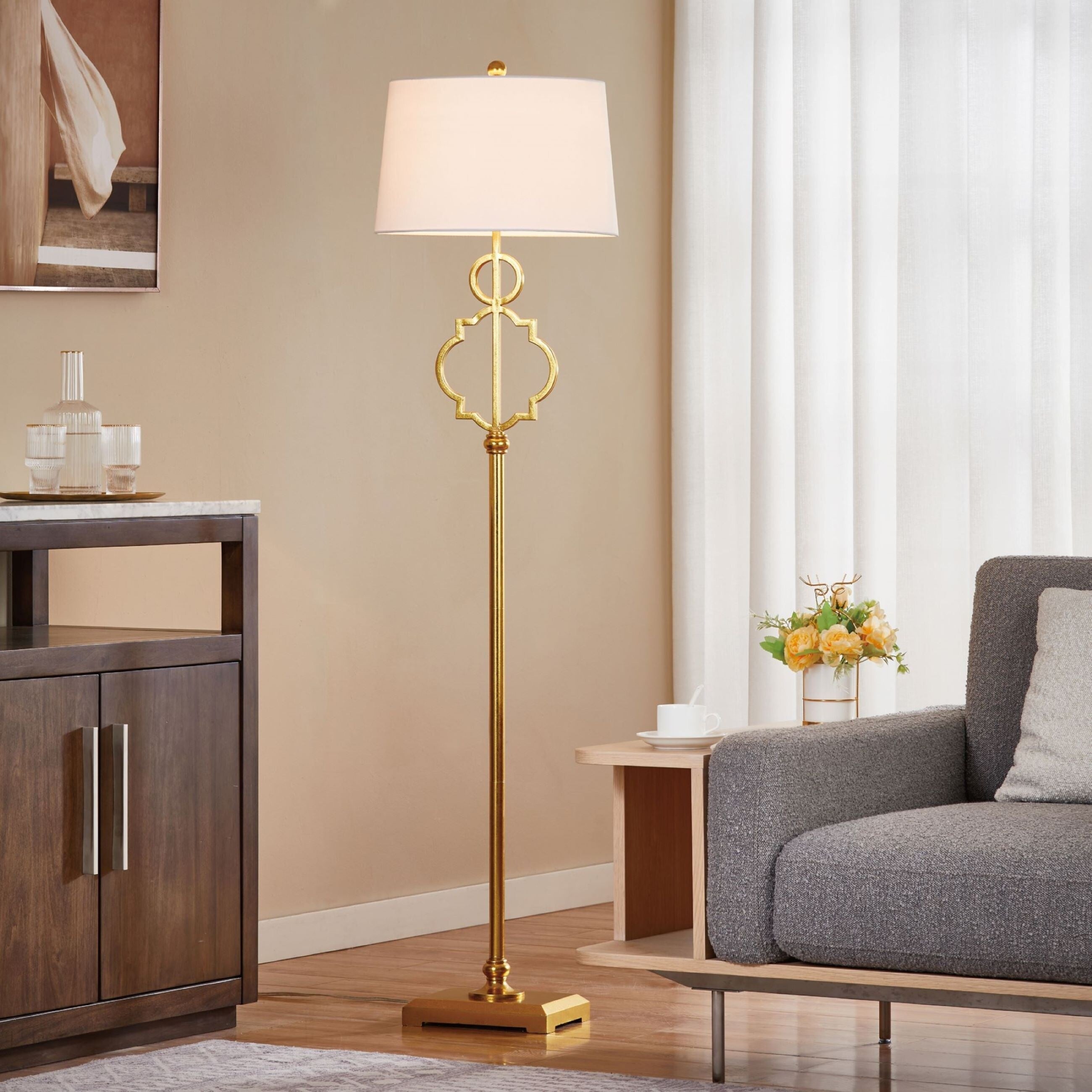 Lampadaire standard KAWOTI en bronze de 62,5 pouces avec veilleuse