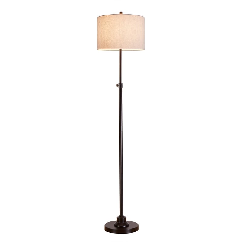 Lampadaire réglable standard KAWOTI 63,5 avec abat-jour en tissu et lin