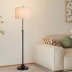 Lampadaire réglable standard KAWOTI 63,5 avec abat-jour en tissu et lin