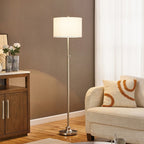 Lampadaire réglable standard KAWOTI 63,5 avec abat-jour en tissu et lin