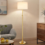 Lampadaire réglable standard KAWOTI 63,5 avec abat-jour en tissu et lin