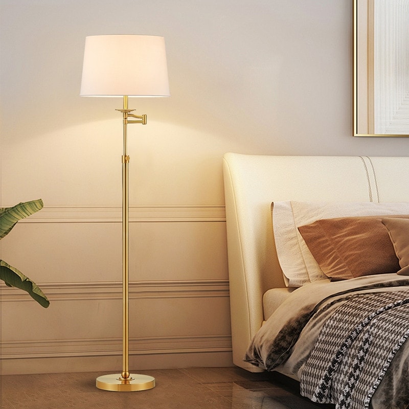Lampadaire KAWOTI à bras pivotant réglable en hauteur de 64,5 pouces avec abat-jour