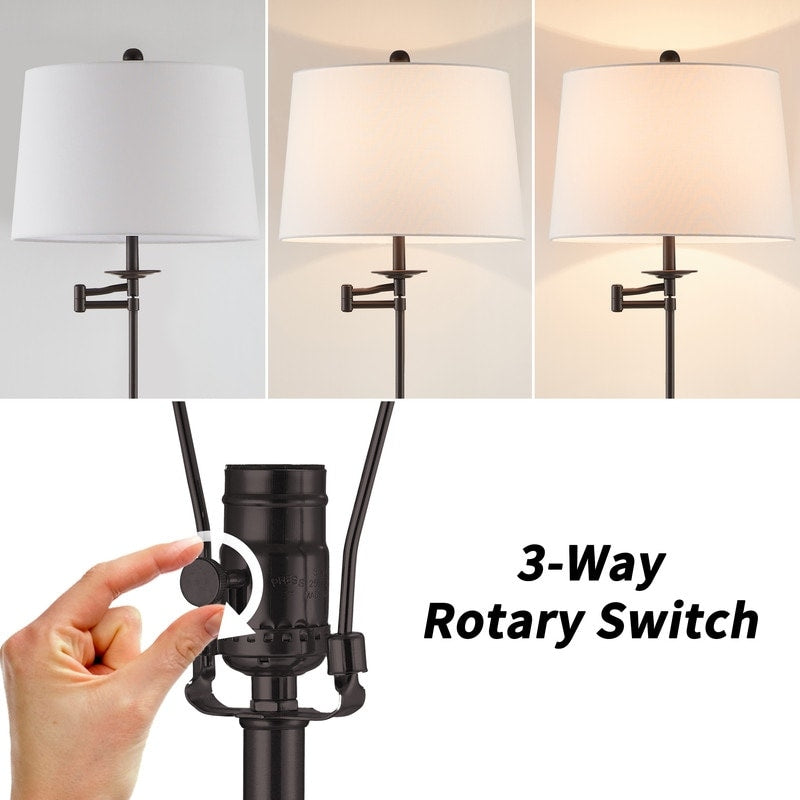 Lampadaire KAWOTI à bras pivotant réglable en hauteur de 64,5 pouces avec abat-jour