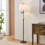 Lampadaire KAWOTI à bras pivotant réglable en hauteur de 64,5 pouces avec abat-jour