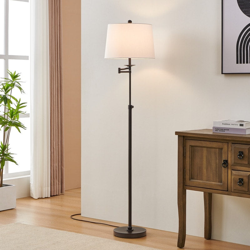 Lampadaire KAWOTI à bras pivotant réglable en hauteur de 64,5 pouces avec abat-jour
