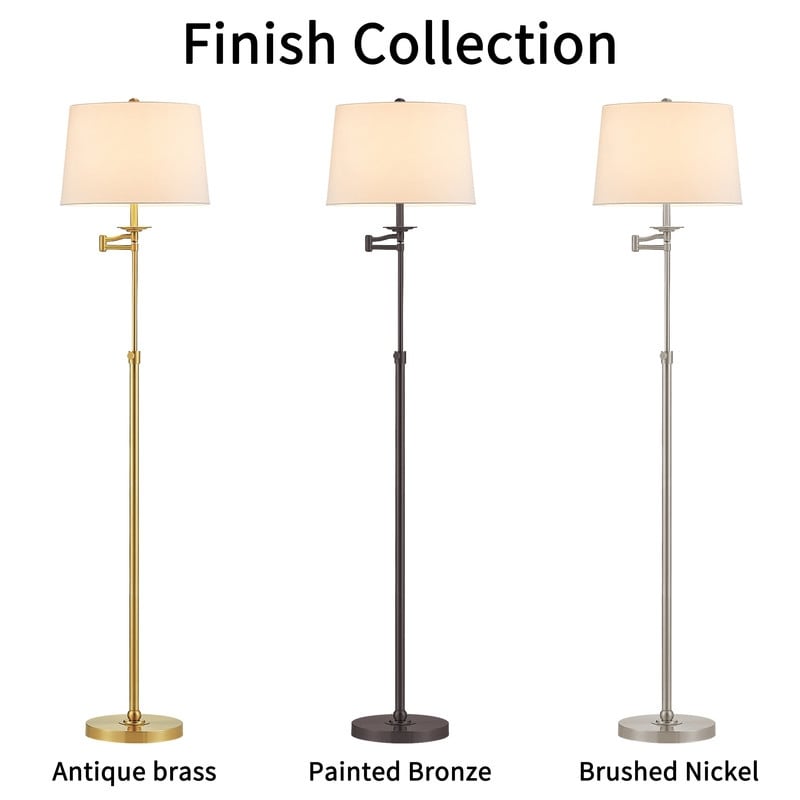 Lampadaire KAWOTI à bras pivotant réglable en hauteur de 64,5 pouces avec abat-jour
