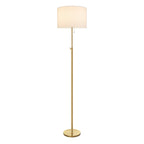 Lampadaire standard moderne réglable KAWOTI de 65 pouces avec abat-jour tambour blanc