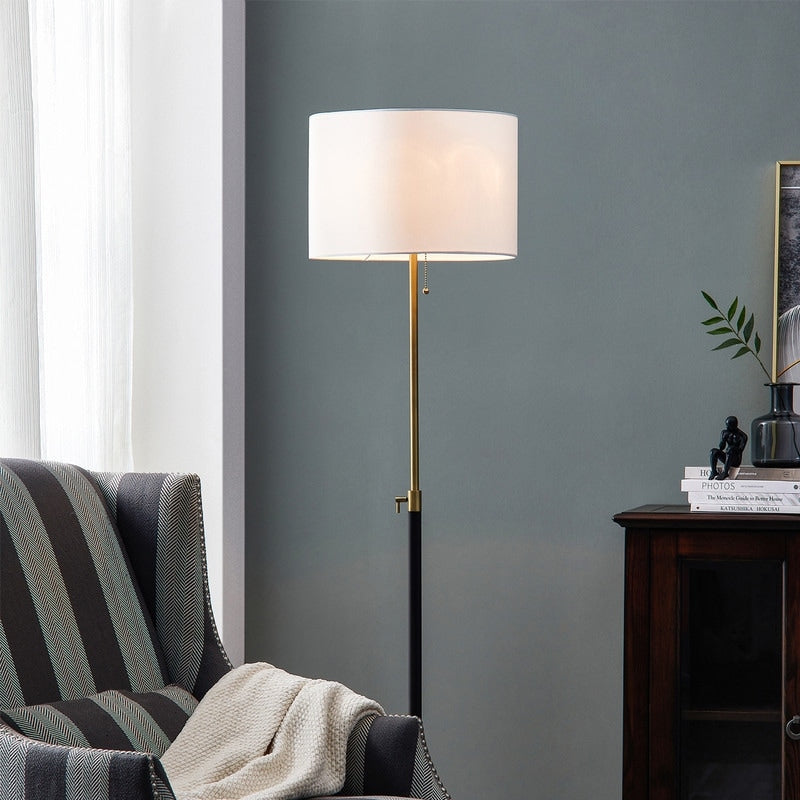 Lampadaire standard moderne réglable KAWOTI de 65 pouces avec abat-jour tambour blanc