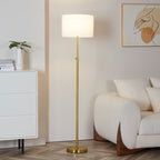 Lampadaire standard moderne réglable KAWOTI de 65 pouces avec abat-jour tambour blanc