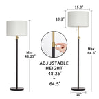 Lampadaire standard moderne réglable KAWOTI de 65 pouces avec abat-jour tambour blanc