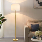 Lampadaire standard moderne réglable KAWOTI de 65 pouces avec abat-jour tambour blanc