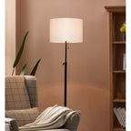 Lampadaire standard moderne réglable KAWOTI de 65 pouces avec abat-jour tambour blanc
