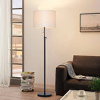 Lampadaire standard moderne réglable KAWOTI de 65 pouces avec abat-jour tambour blanc