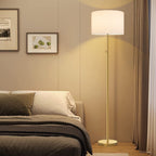 Lampadaire standard moderne réglable KAWOTI de 65 pouces avec abat-jour tambour blanc