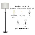 Lampadaire standard moderne réglable KAWOTI de 65 pouces avec abat-jour tambour blanc