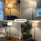 Lampadaire standard moderne réglable KAWOTI de 65 pouces avec abat-jour tambour blanc