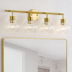 Applique de salle de bain à intensité variable KAWOTI avec abat-jour en verre transparent