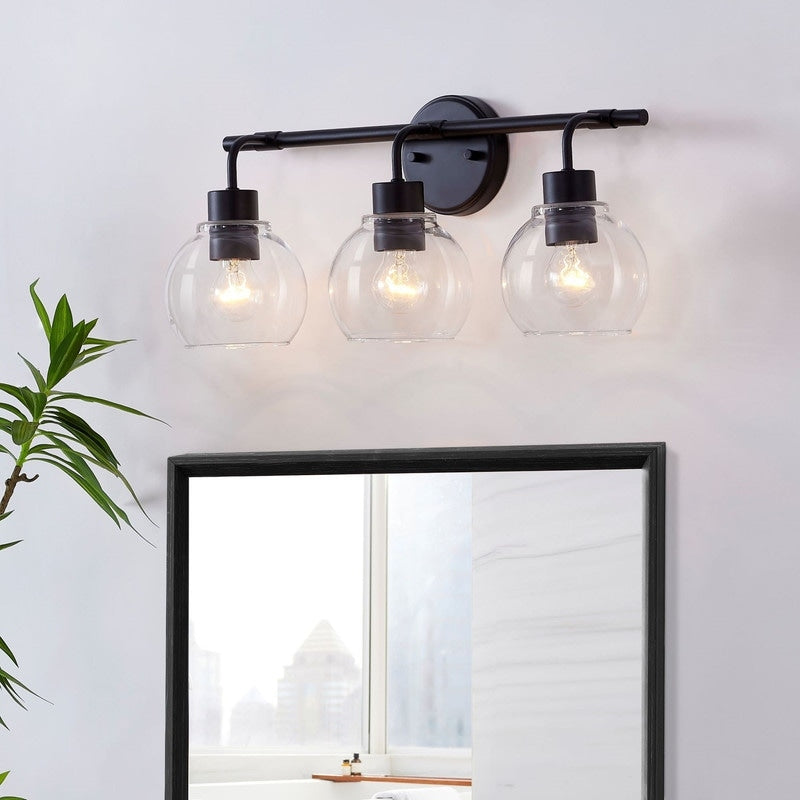 Applique de salle de bain à intensité variable KAWOTI avec abat-jour en verre transparent