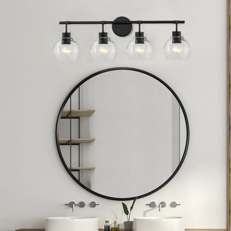 Applique de salle de bain à intensité variable KAWOTI avec abat-jour en verre transparent