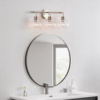 Applique de salle de bain à intensité variable KAWOTI avec abat-jour en verre transparent