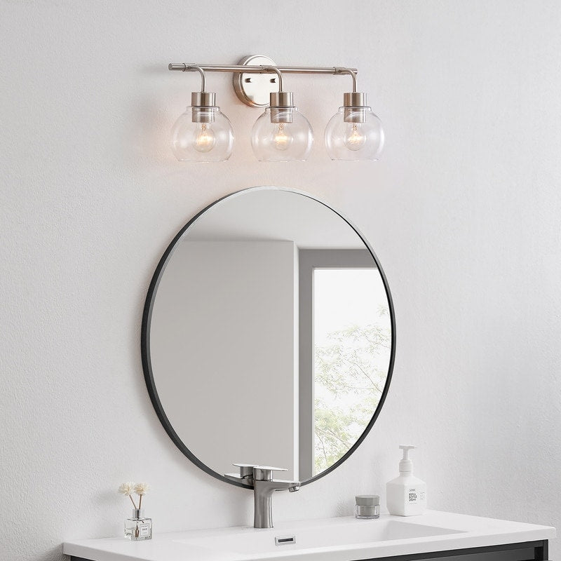 Applique de salle de bain à intensité variable KAWOTI avec abat-jour en verre transparent