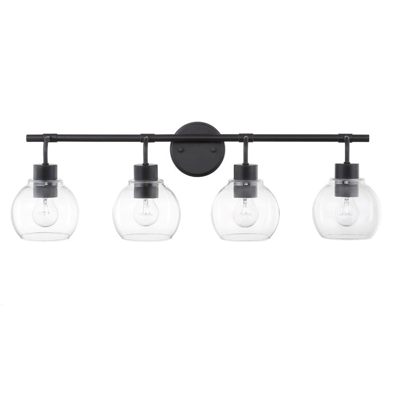 Applique de salle de bain à intensité variable KAWOTI avec abat-jour en verre transparent