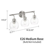 Applique de salle de bain à intensité variable KAWOTI avec abat-jour en verre transparent