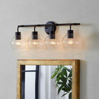 Applique de salle de bain à intensité variable KAWOTI avec abat-jour en verre transparent