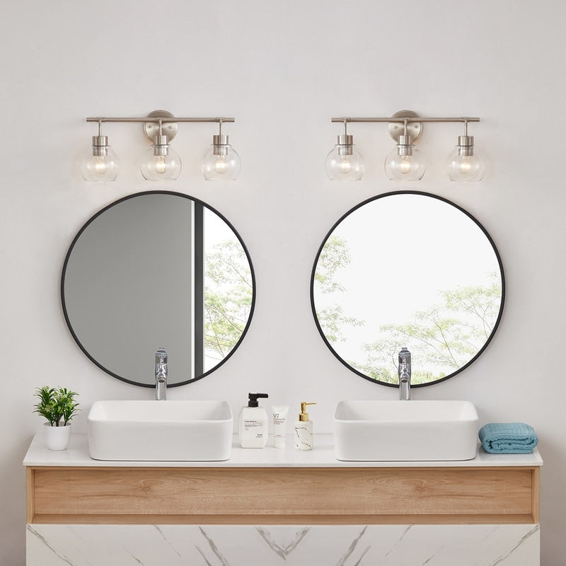 Applique de salle de bain à intensité variable KAWOTI avec abat-jour en verre transparent