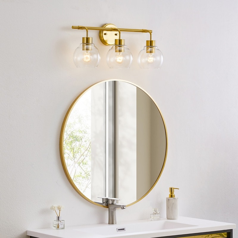 Applique de salle de bain à intensité variable KAWOTI avec abat-jour en verre transparent